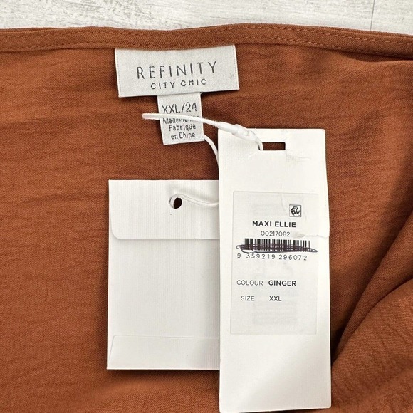 Refinity City Chic Ellie Maxi Dress Size XXL/24 Faux Wrap Brown Long Sleeve Fall - Picture 11 of 16